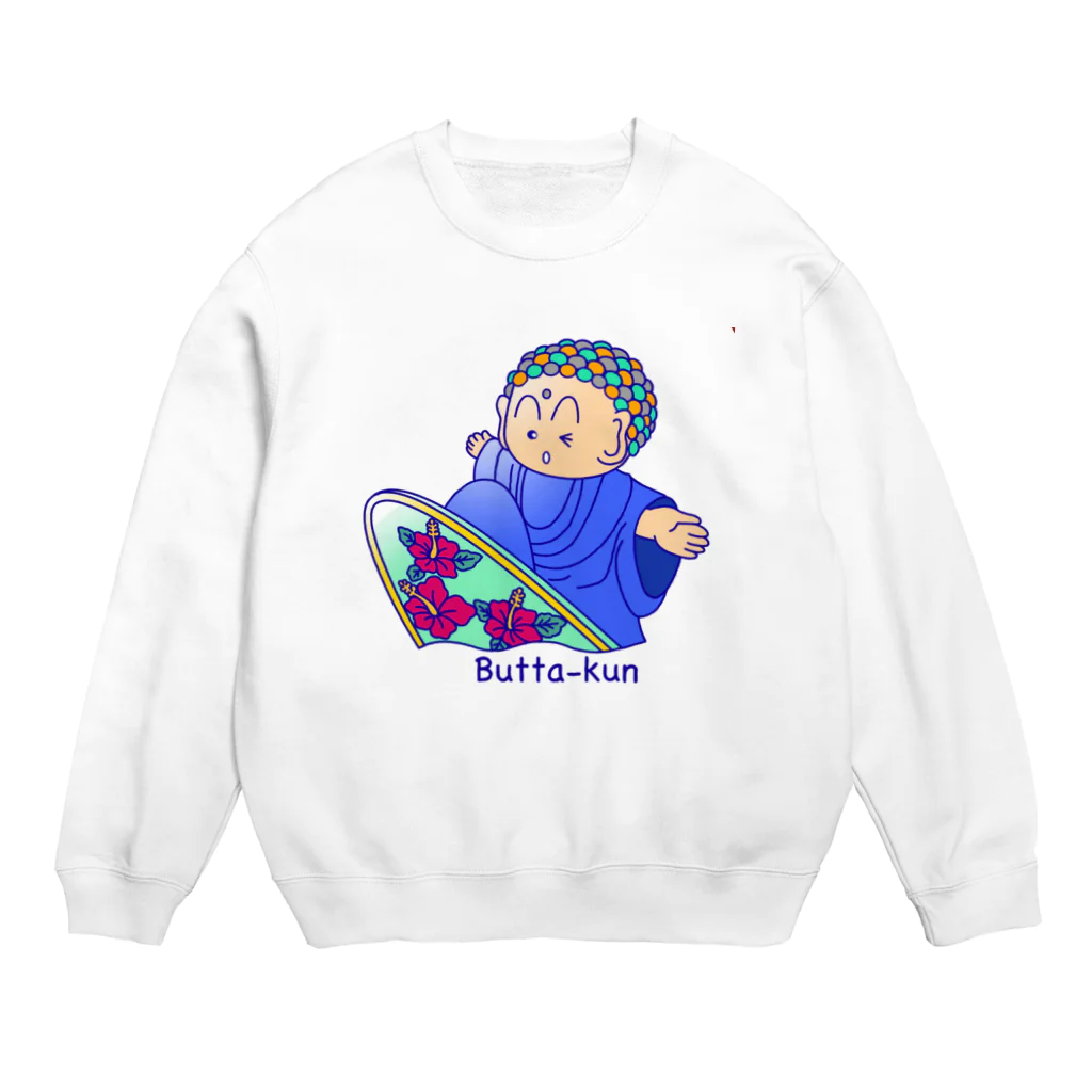 鎌倉のご当地キャラぶったくんのsurf Butta-kun(blue) Crew Neck Sweatshirt