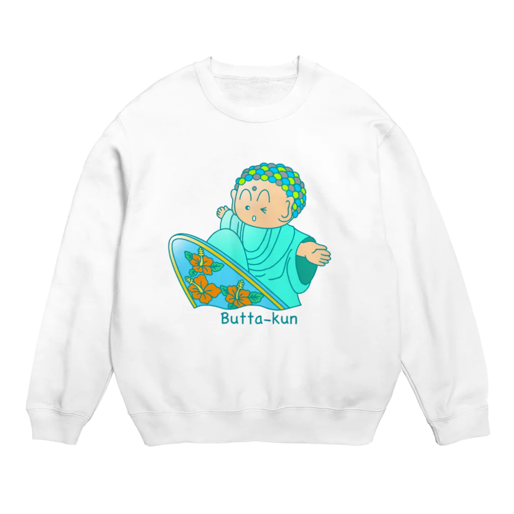 鎌倉のご当地キャラぶったくんのsurf Butta-kun(green) Crew Neck Sweatshirt