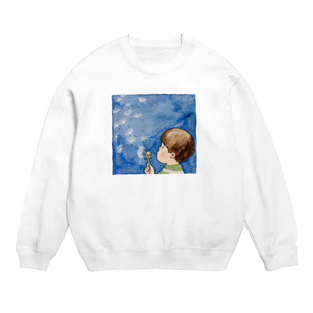 かわいい童画の世界のたんぽぽのわた毛 Crew Neck Sweatshirt