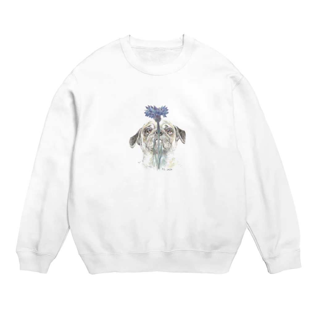 ＰＵＧＬＡＮＤのパグとヤグルマギク Crew Neck Sweatshirt