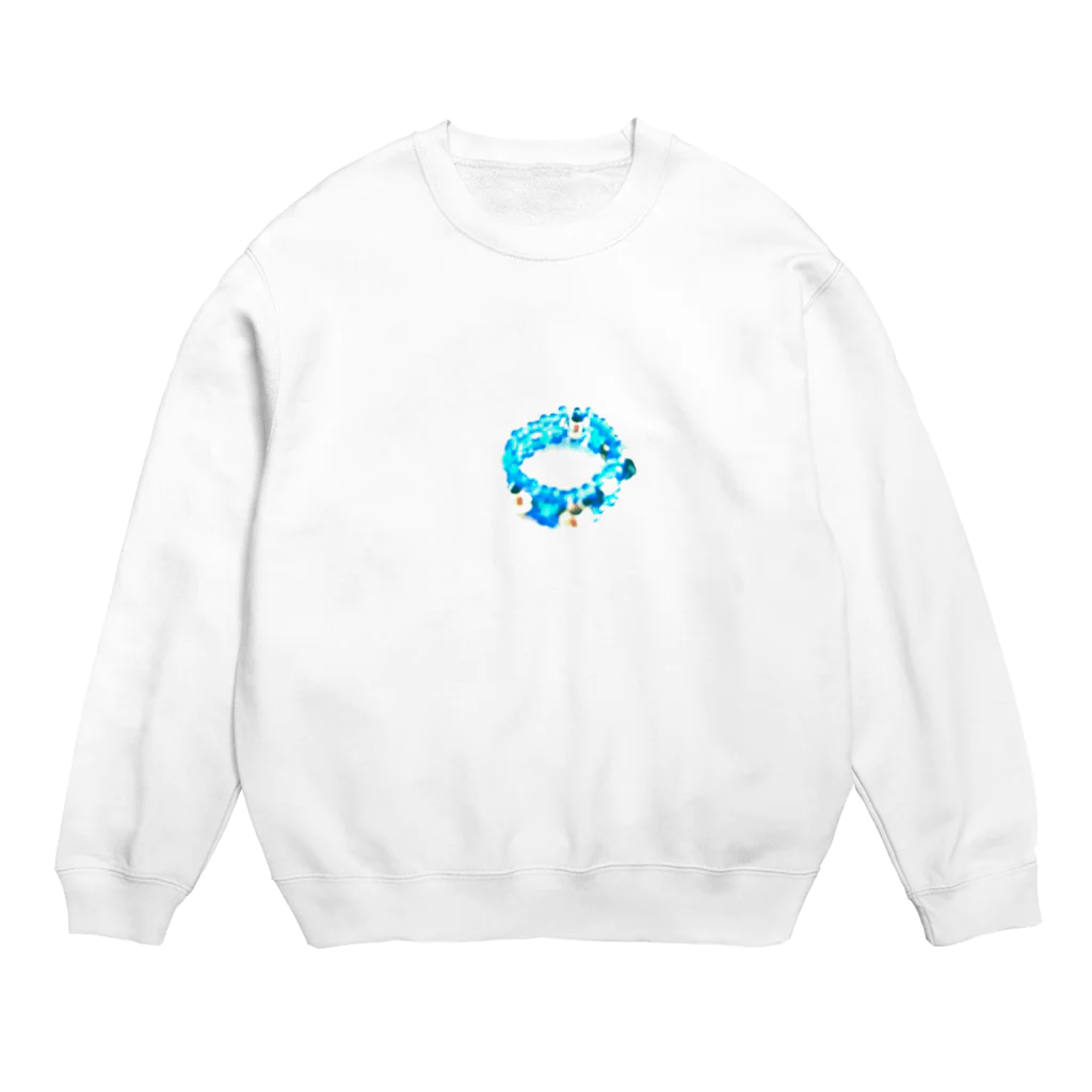 あーと・きゃんショップの主張するブルーのビーズアクセサリートレーナー Crew Neck Sweatshirt