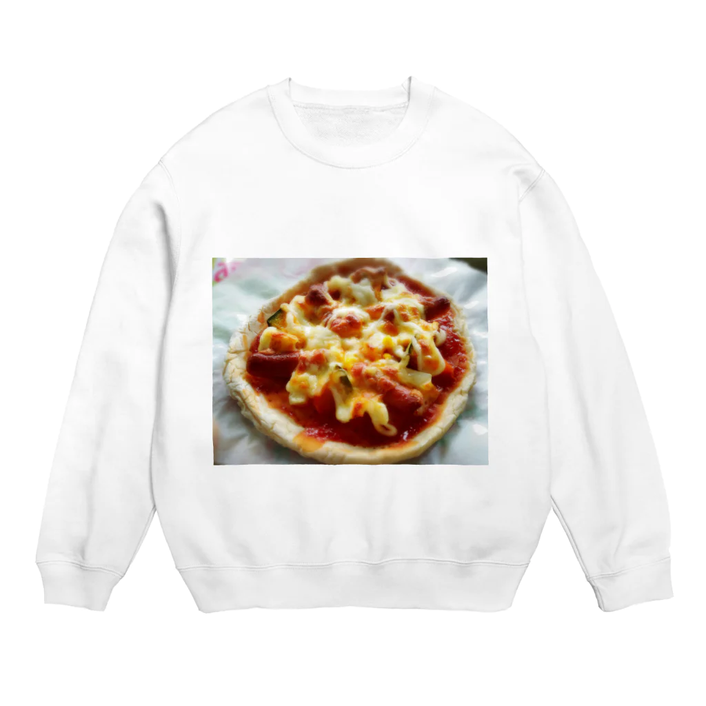 しろうさぎのピザ Crew Neck Sweatshirt