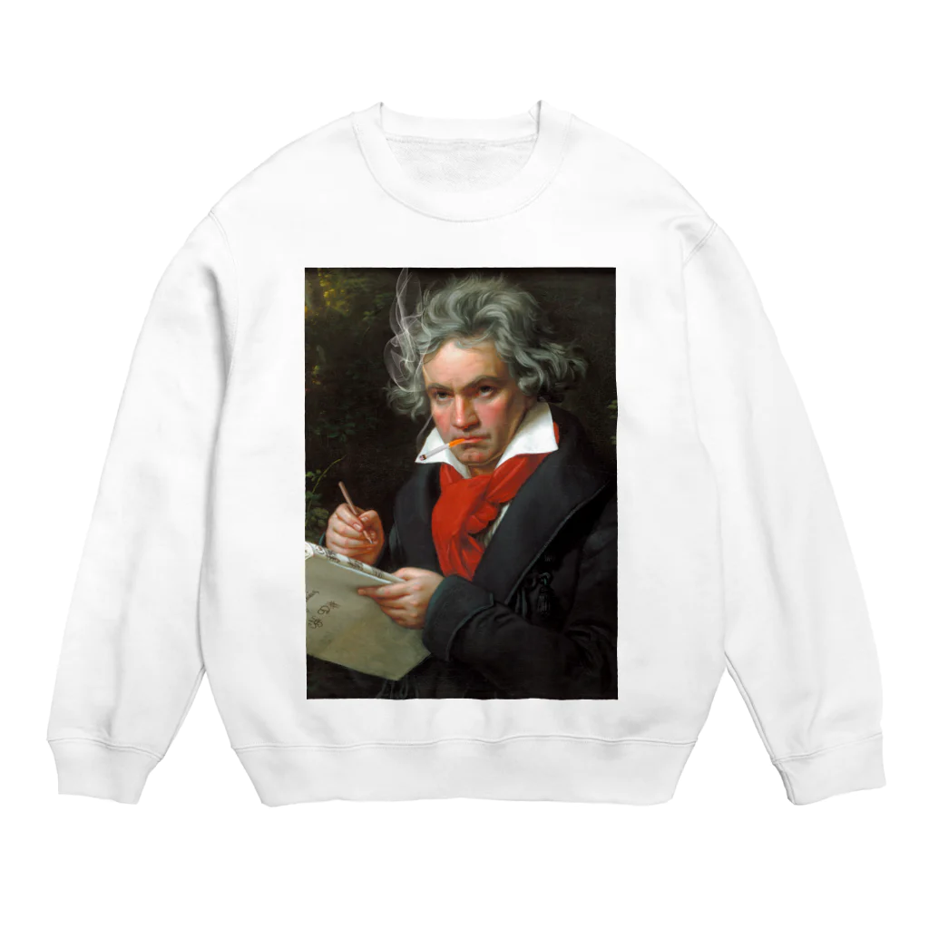 DRIPPEDのくわえタバコの男性 咥えタバコの男性-Beethoven ベートーヴェン- Crew Neck Sweatshirt