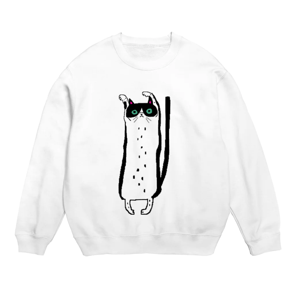 中華点々の手足の柄がぷちぷちのねこはお腹もぷちぷち Crew Neck Sweatshirt