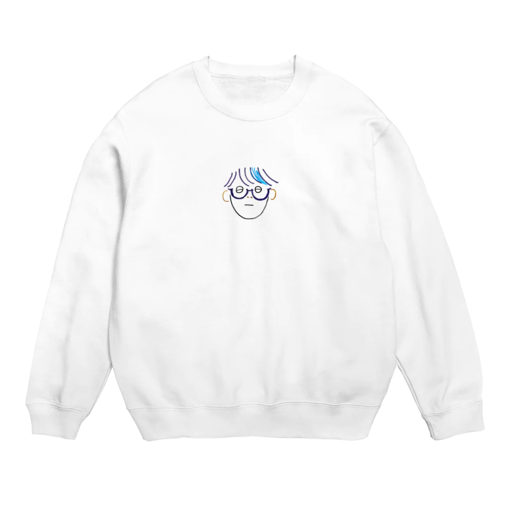 yoisoのねむそうな　めがねボウヤ Crew Neck Sweatshirt