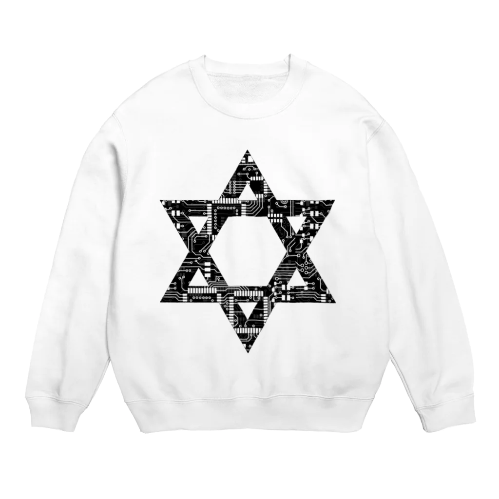 funny globuleのelectric hexagram  Crew Neck Sweatshirt