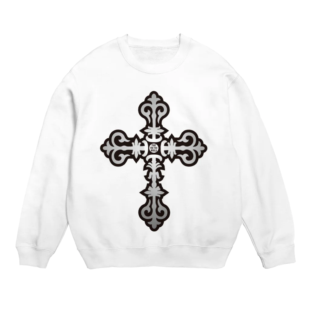 Fickleのシルバークロス／Pray for the World Crew Neck Sweatshirt