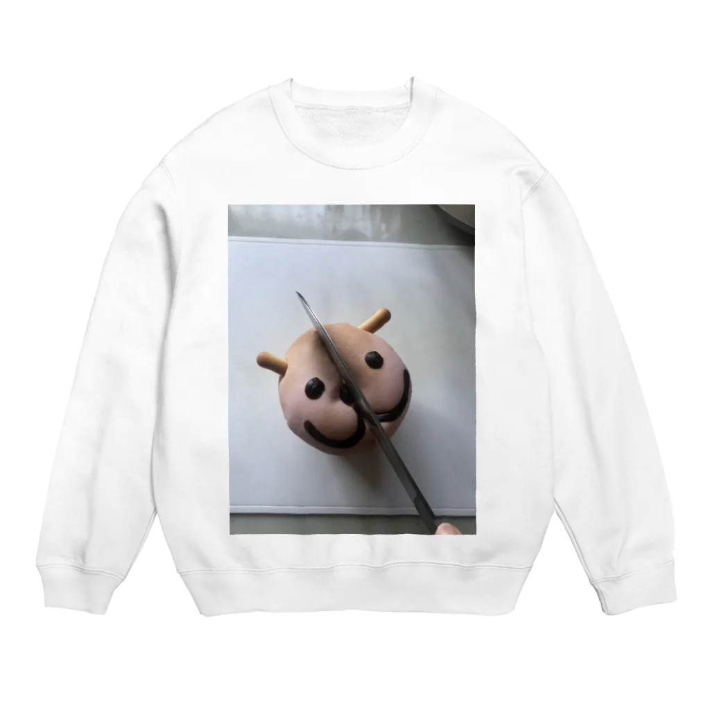 チワワハウスの切られる寸前のパンon the まな板 Crew Neck Sweatshirt