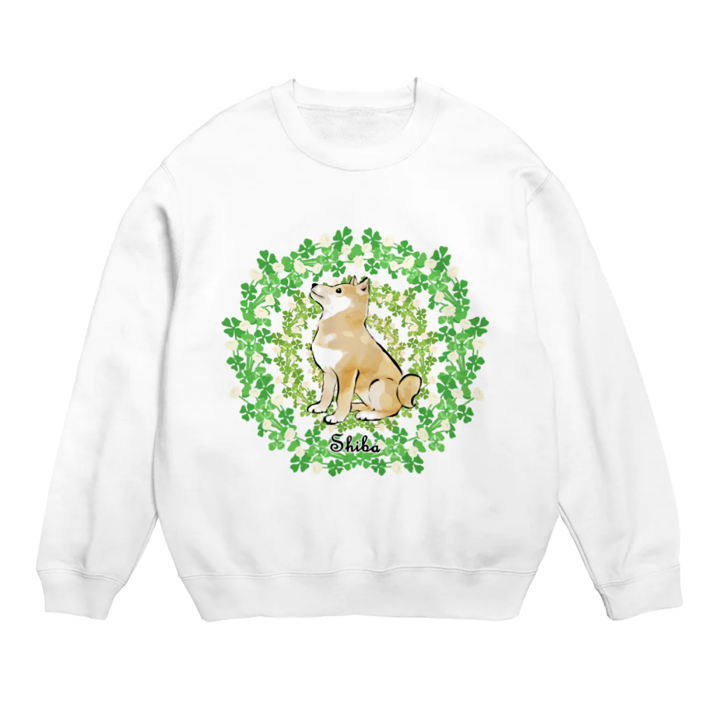 犬グッズの店しえるぶるーのシロツメクサのリース　柴犬 Crew Neck Sweatshirt