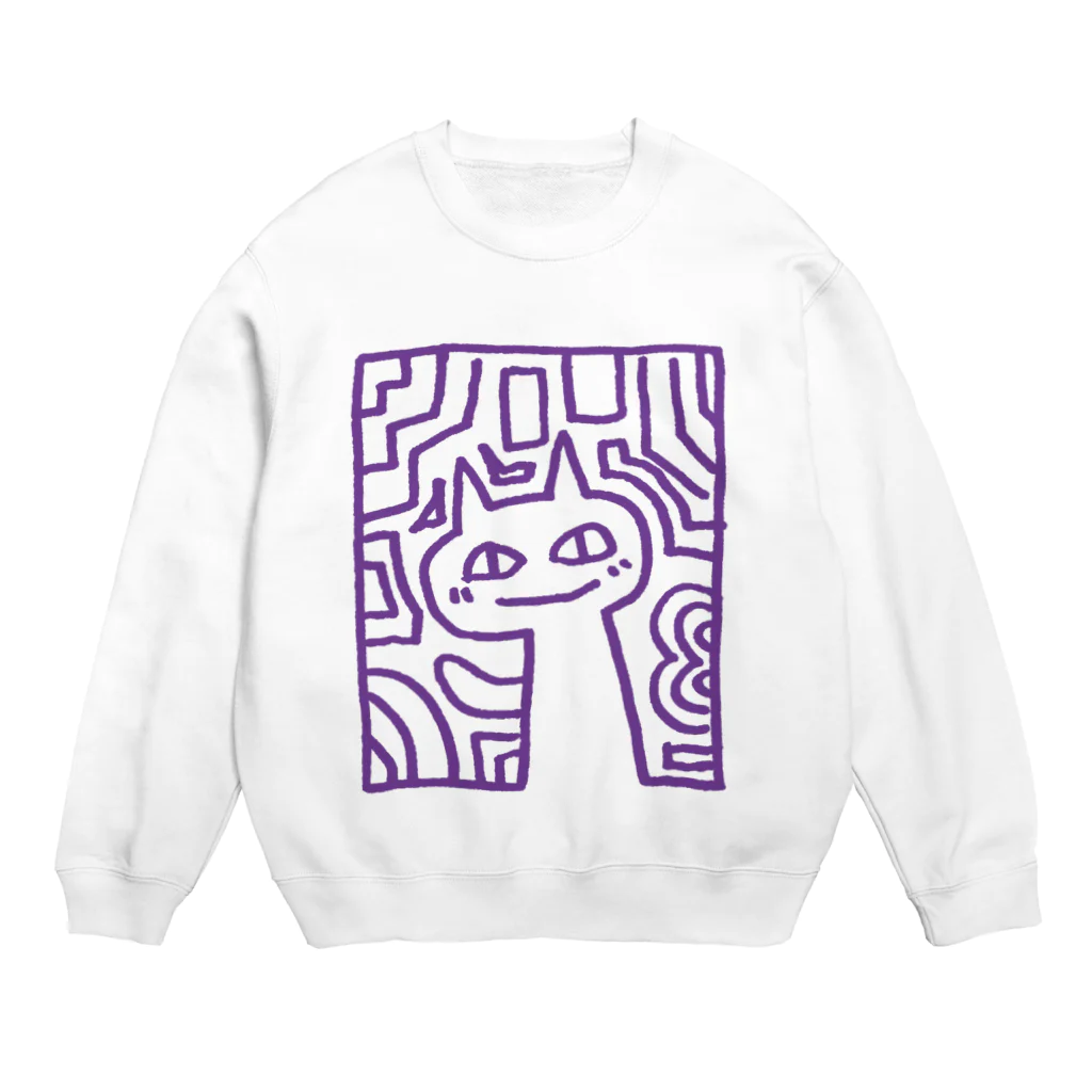 モスクワノマンボウの1分の猫(紫) Crew Neck Sweatshirt