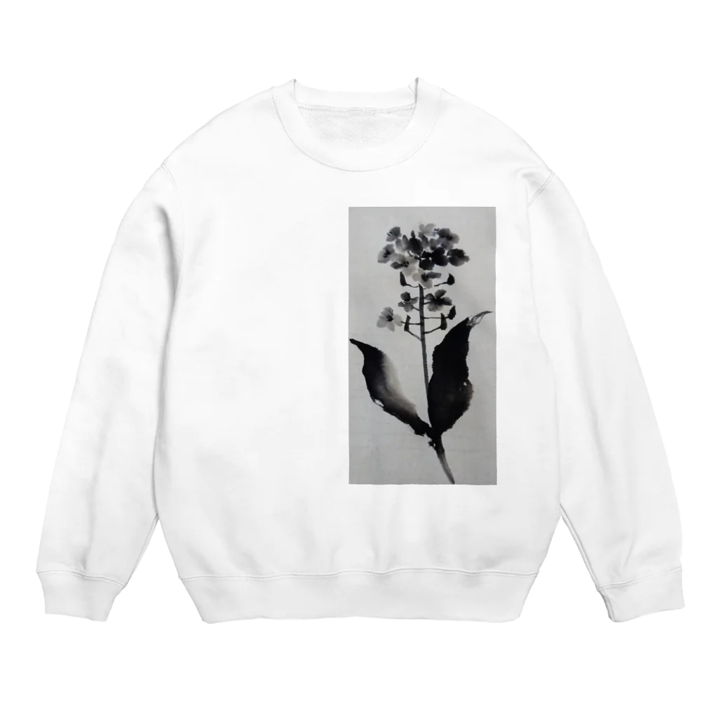 水墨絵師 松木墨善の菜の花と蝶々 Crew Neck Sweatshirt