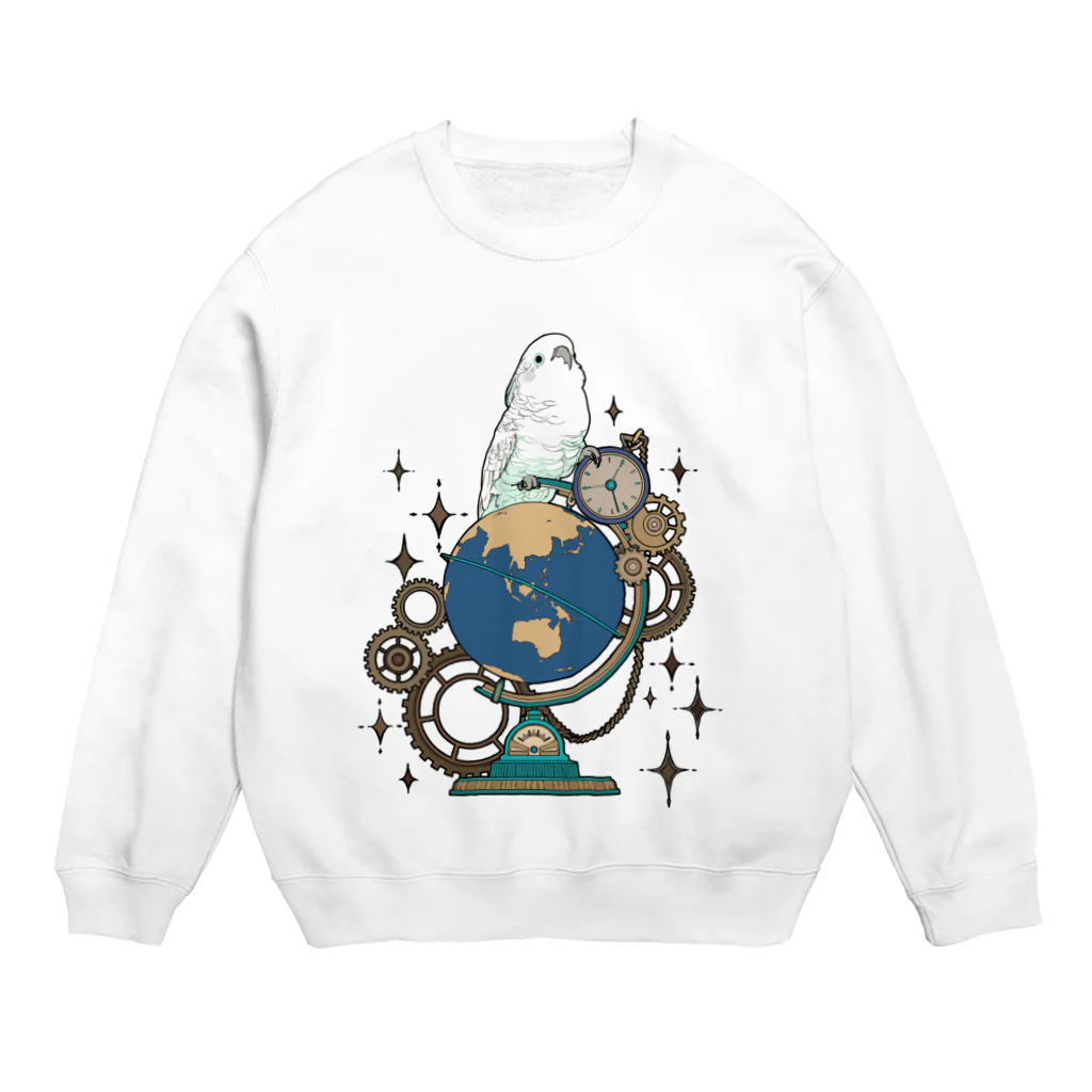 ろう飼い主のオウムと地球儀デジタルver Crew Neck Sweatshirt