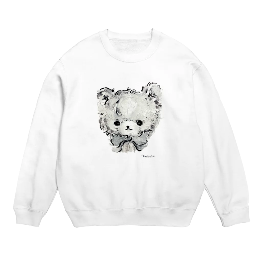 くまちゃんローズのローズちゃんモノクロイラスト(リボン) Crew Neck Sweatshirt