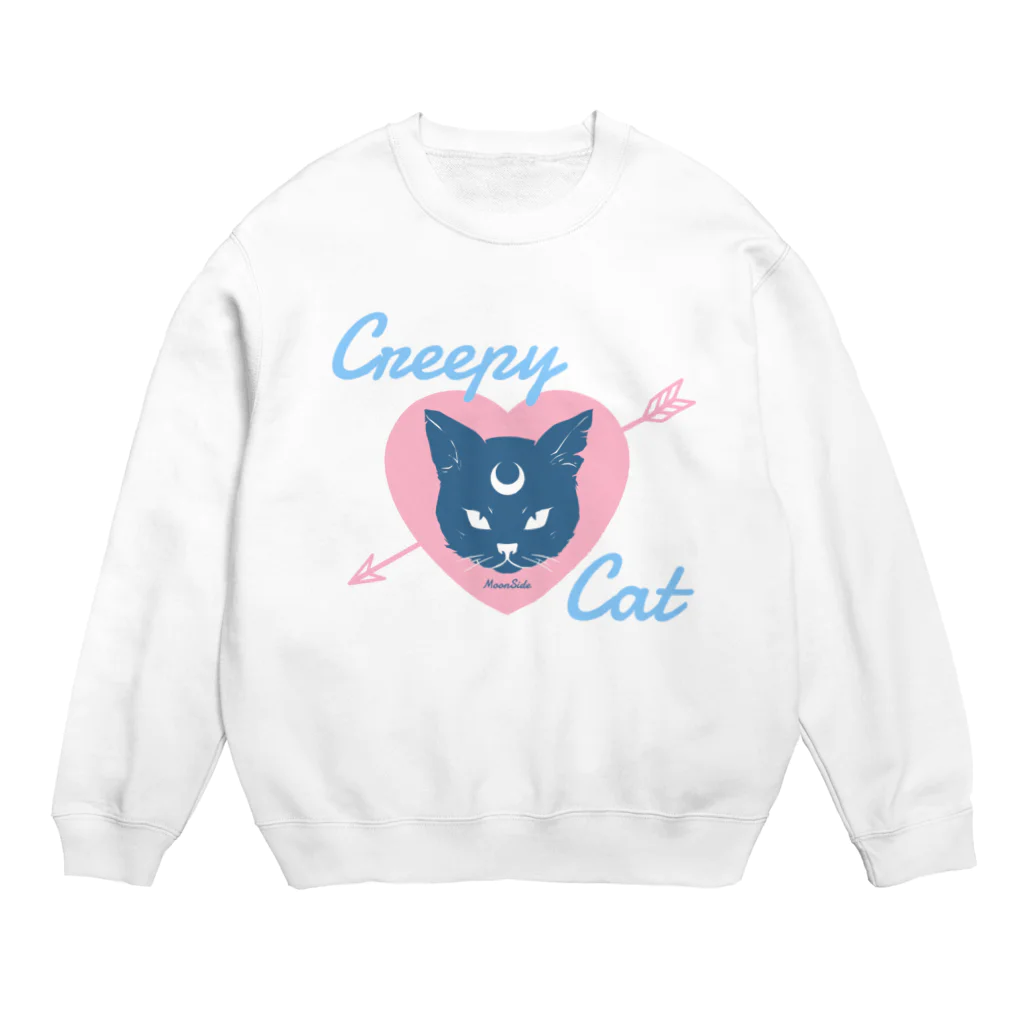 IENITY　/　MOON SIDEの【MOON SIDE】 Creepy Cat #Pink*Blue Crew Neck Sweatshirt