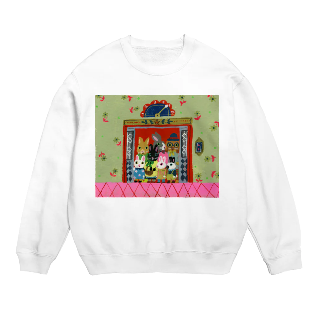 YUMIKITAGISHIのエレベーターはうさぎでギュウギュウ Crew Neck Sweatshirt