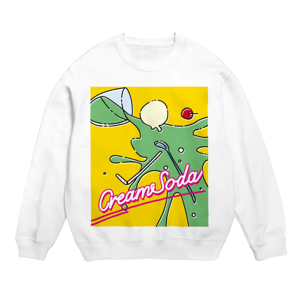 みけんこのぶちまけクリームソーダ黄 Crew Neck Sweatshirt