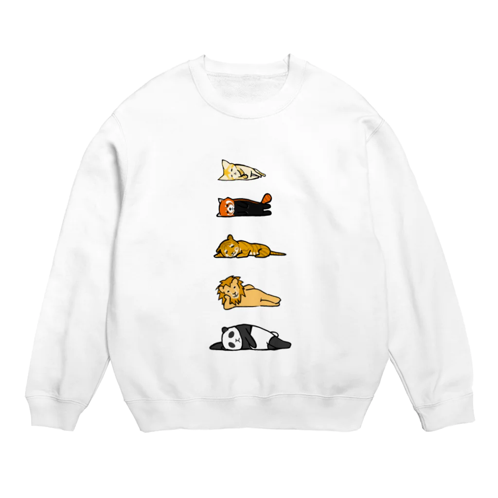 奇×屋の無気力な猫っぽい動物縦置き Crew Neck Sweatshirt