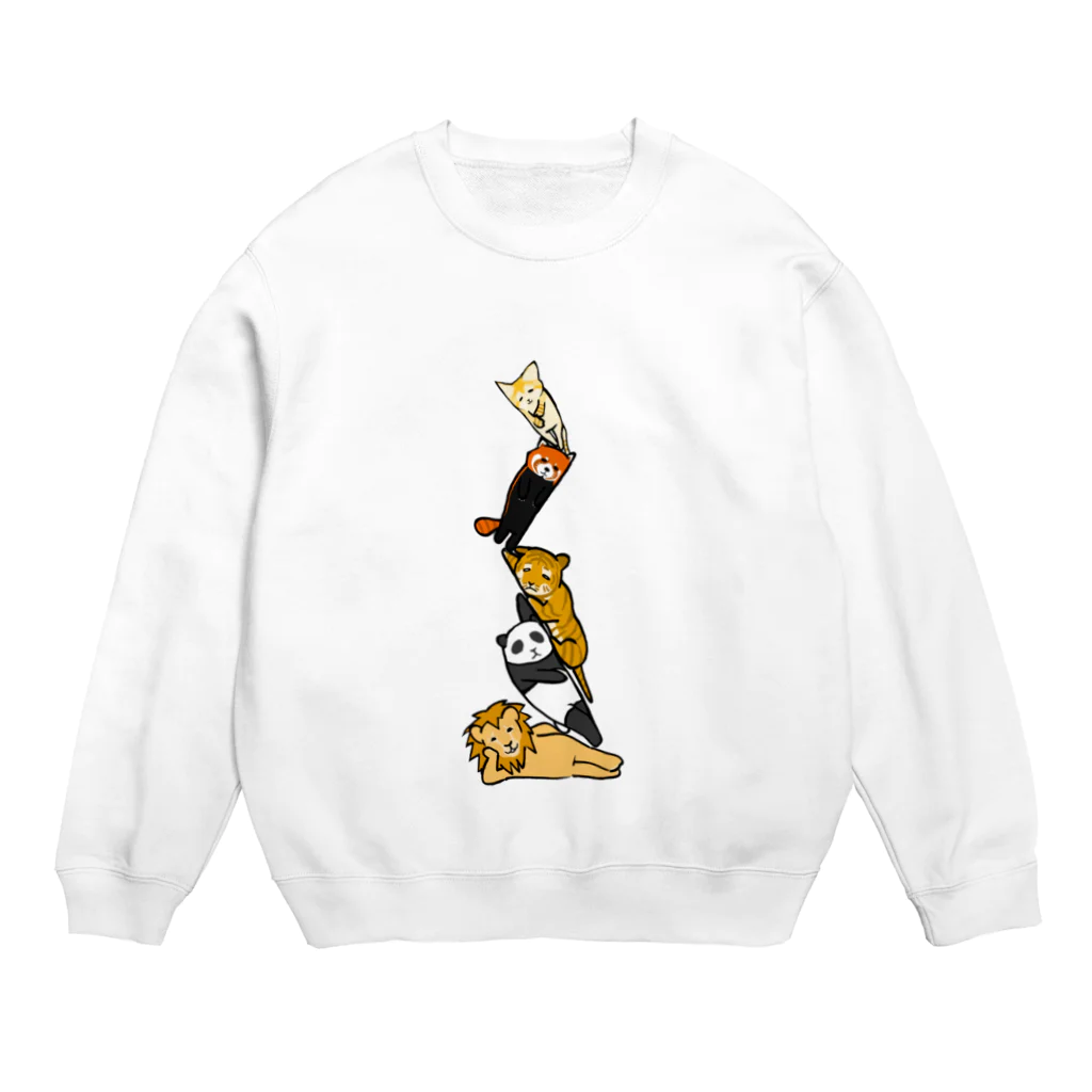 奇×屋の無気力な猫っぽい動物タワー Crew Neck Sweatshirt