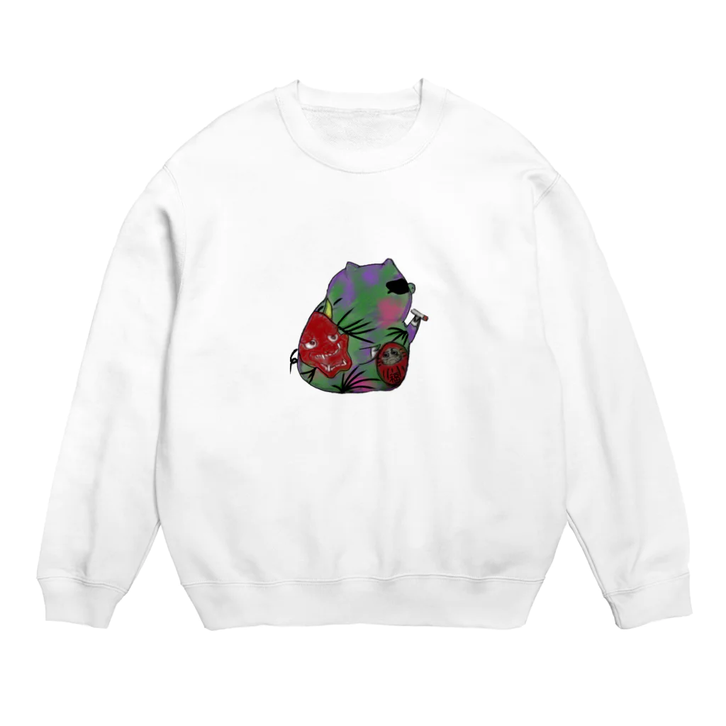 ぶたさんHOUSEの一服豚くん Crew Neck Sweatshirt