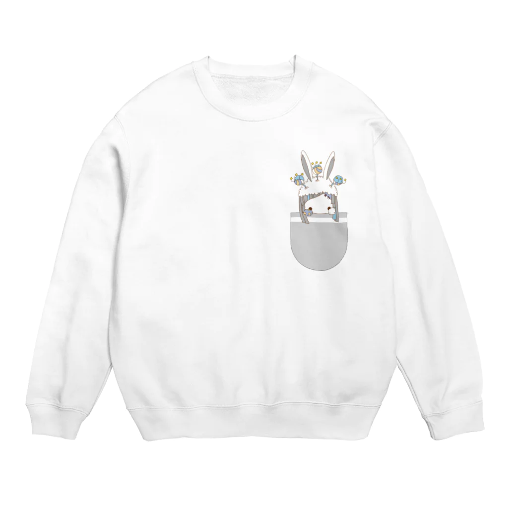 ひなた@可愛い補給のもふポッケ白 Crew Neck Sweatshirt