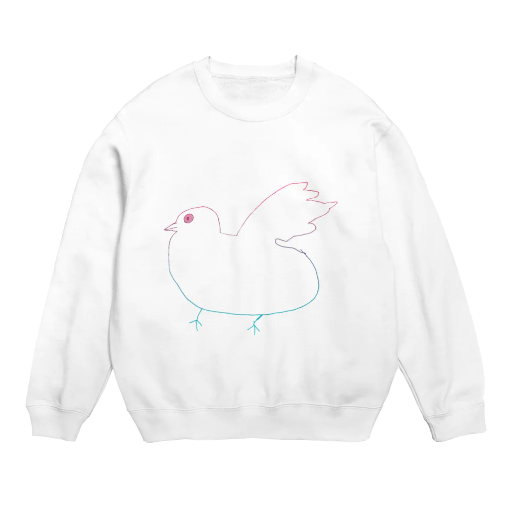 西狗（サイガウ）の虹色鳩さーん( ᐛ ) Crew Neck Sweatshirt