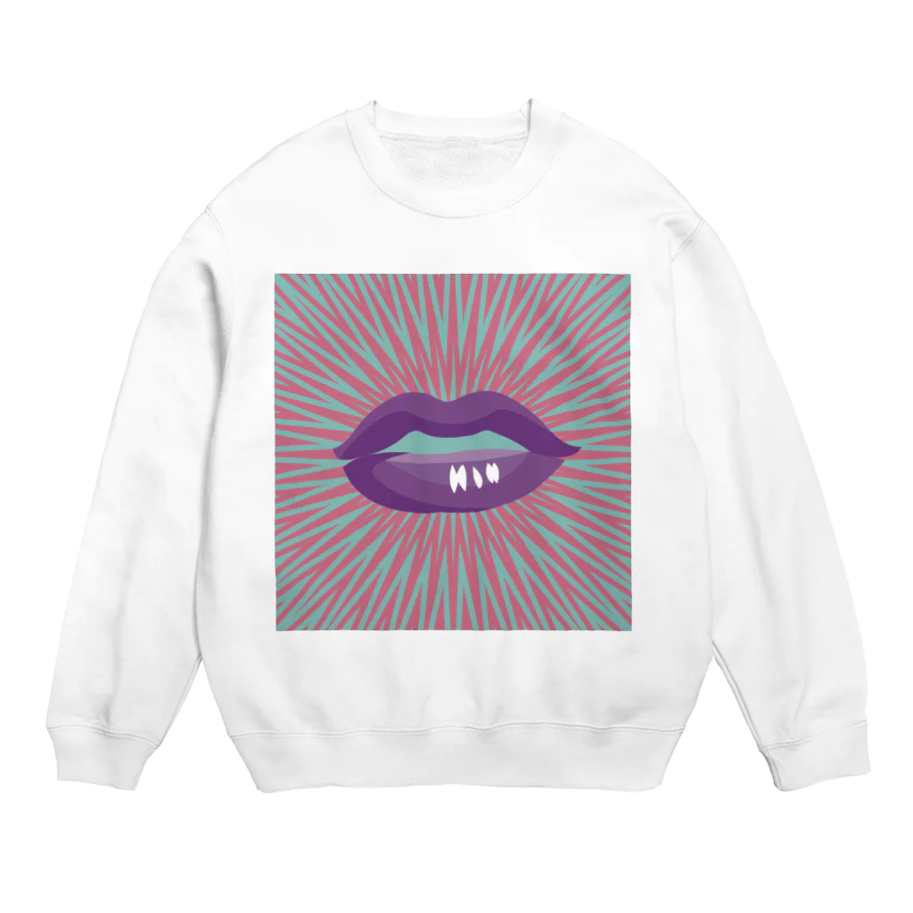 しぶき   やの紫の唇 Crew Neck Sweatshirt