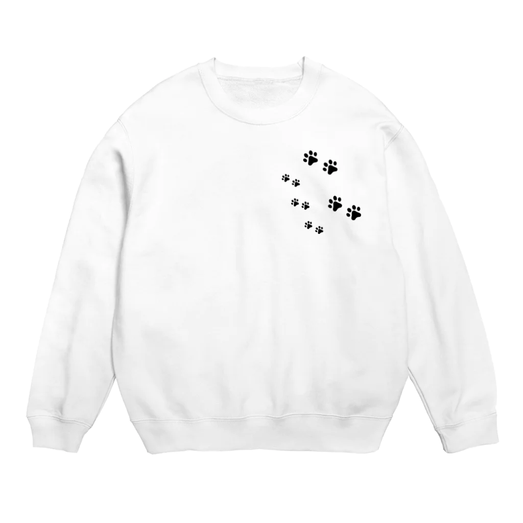 いぬのあしあとのくろいあしあとすくなめ Crew Neck Sweatshirt