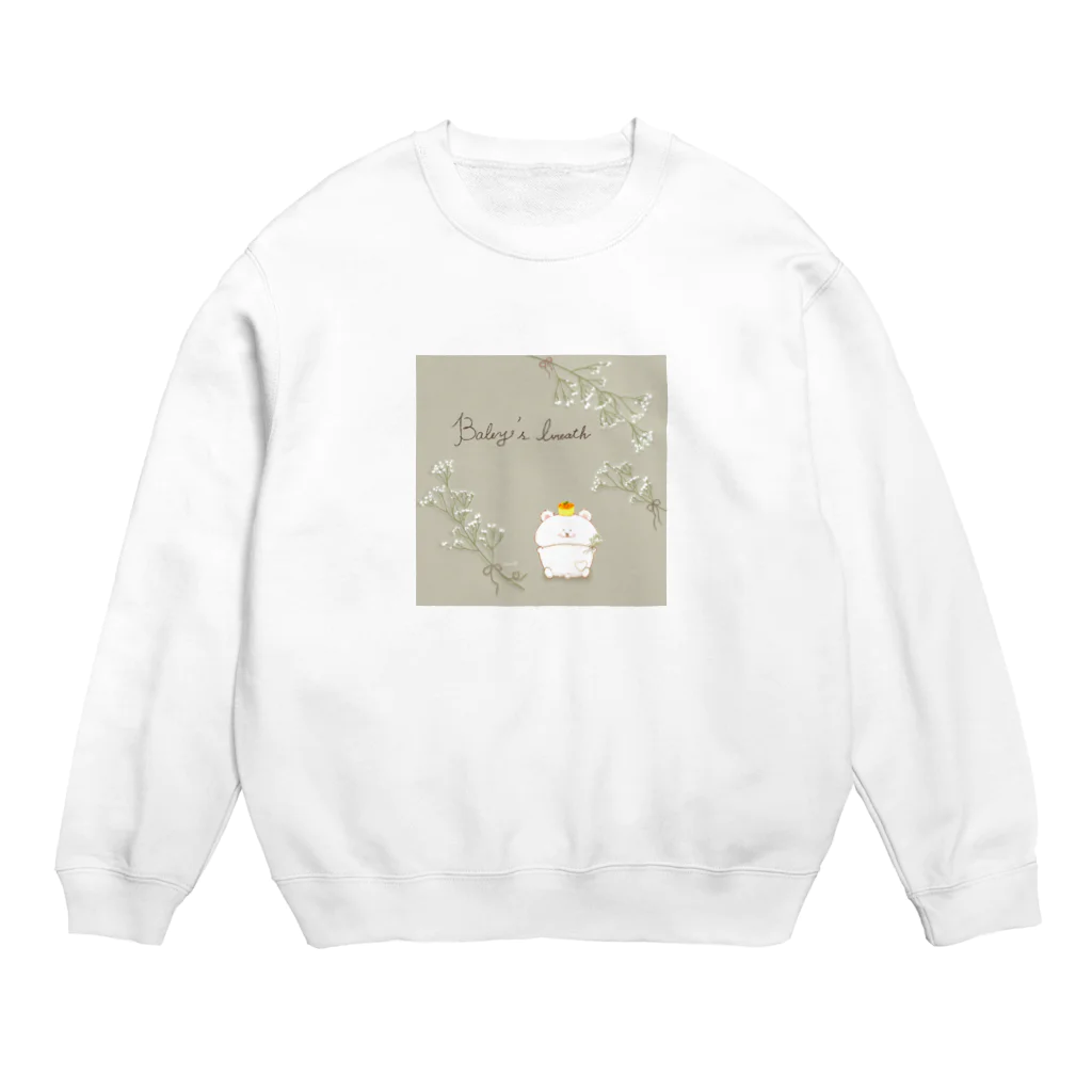 どるちぇ＊うさぎの《ボタニカル》＊かすみ草×しろくま＊誕生日花 Crew Neck Sweatshirt