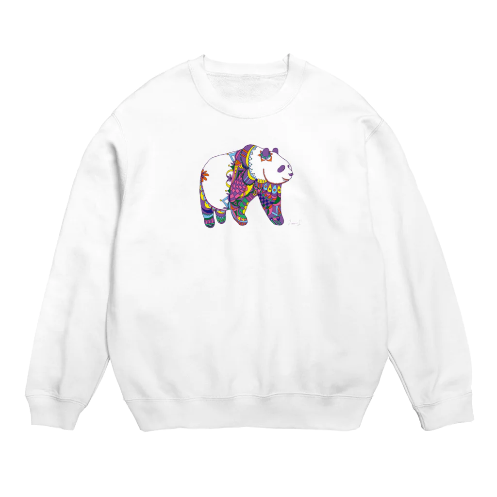 模様動物(鈴木りさむーん)の模様動物 パンダ_パープル Crew Neck Sweatshirt