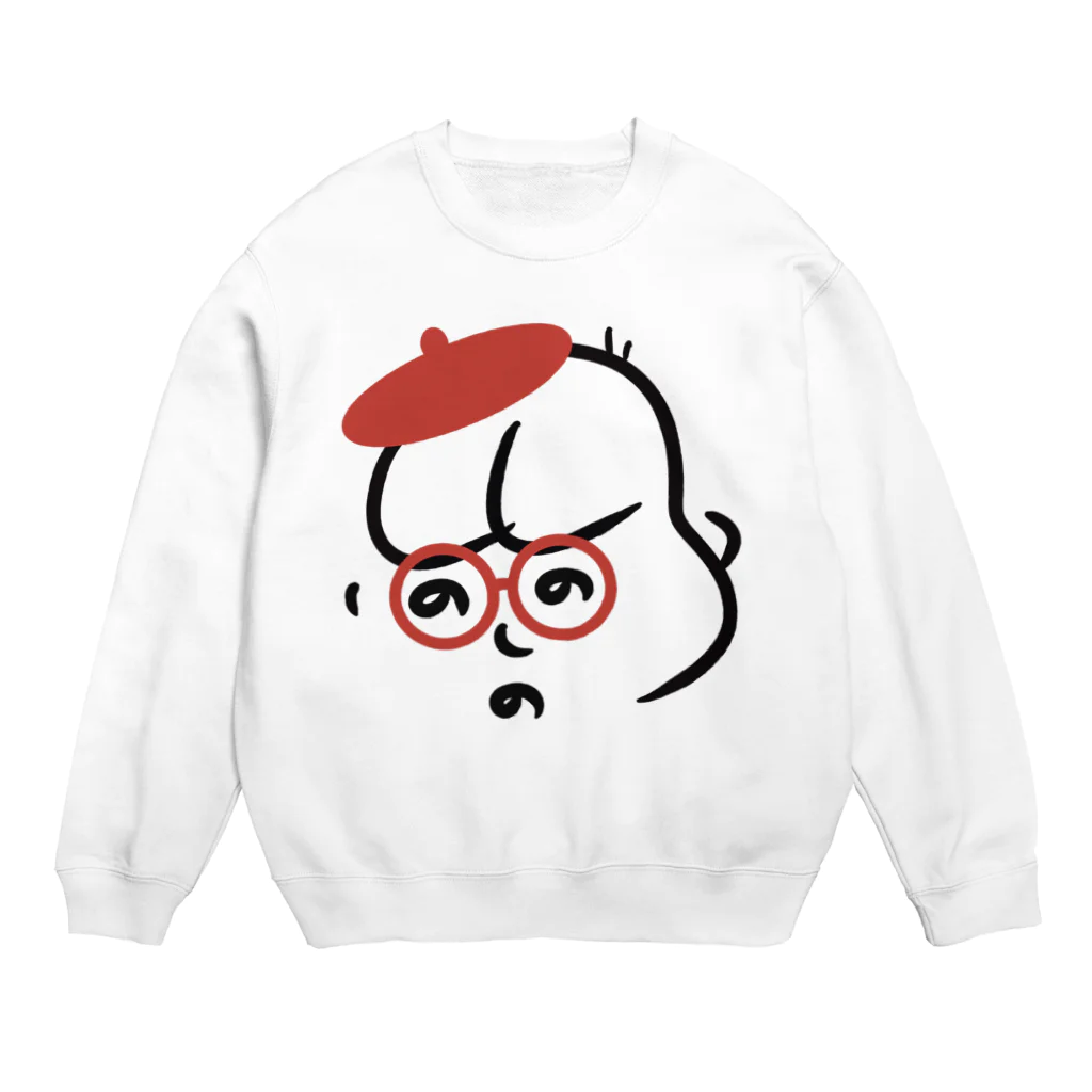 ひらがなでしのぶの丸い眼鏡のひらがなでしのぶ Crew Neck Sweatshirt