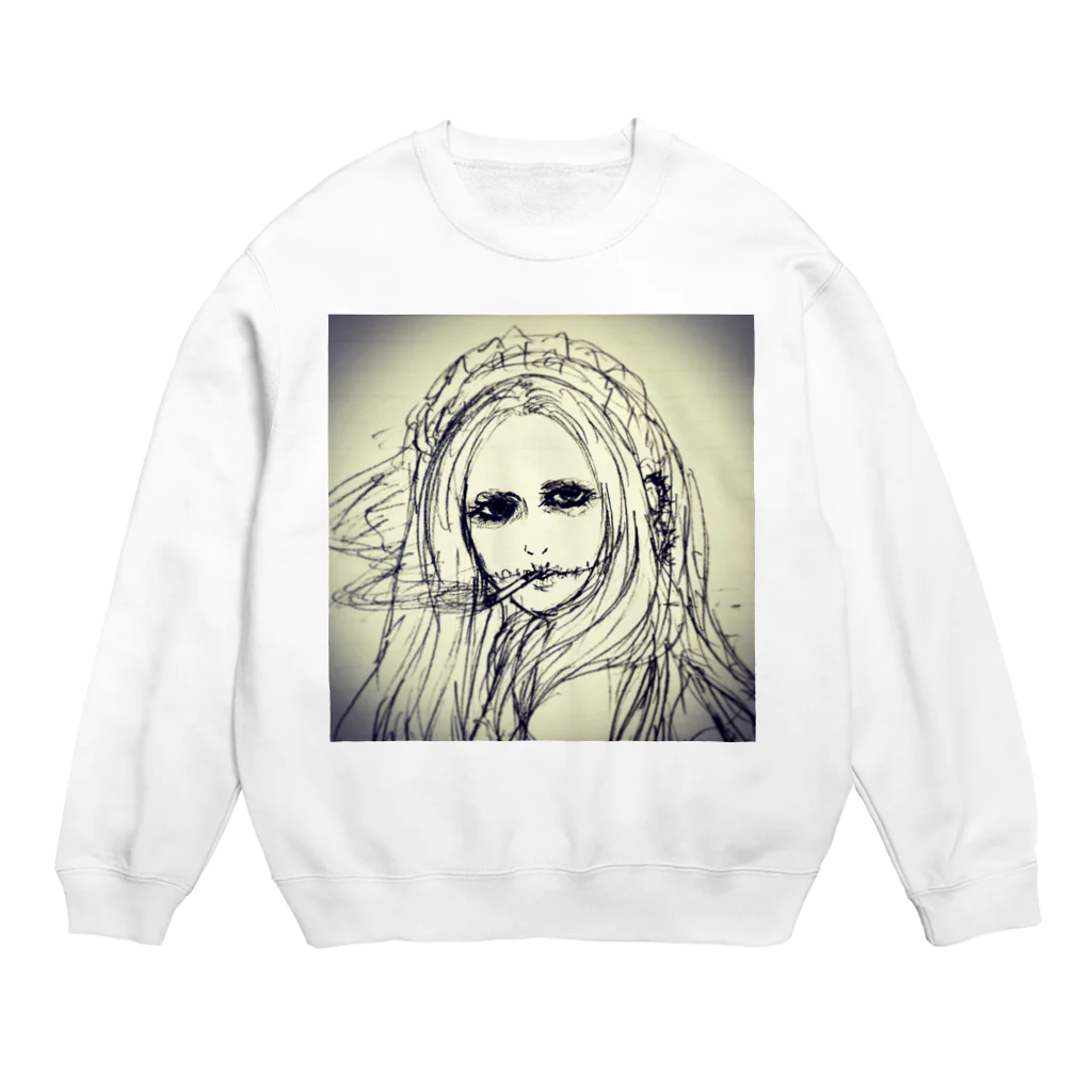 しぶき   やのタバコ女ゾンビシングル Crew Neck Sweatshirt