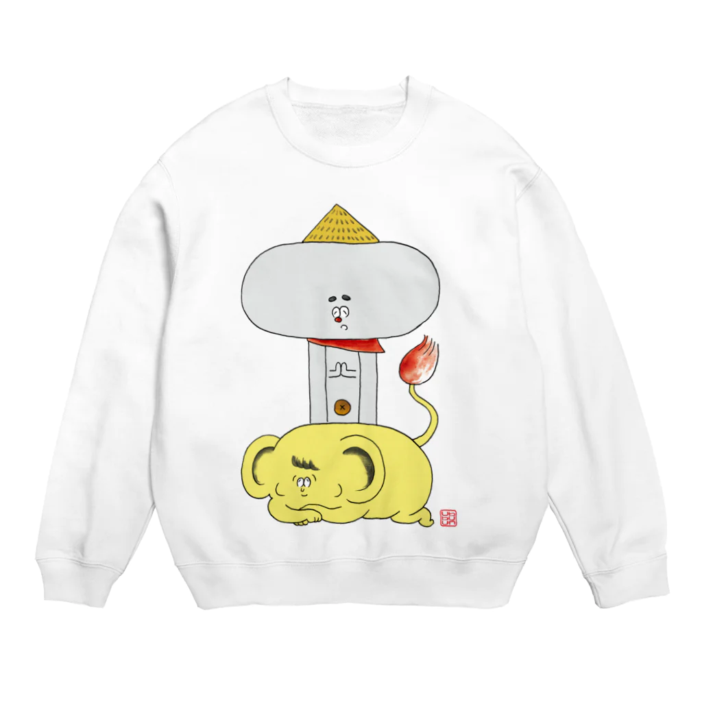 SHOP味み suzuri店のおペソ地蔵さま Crew Neck Sweatshirt