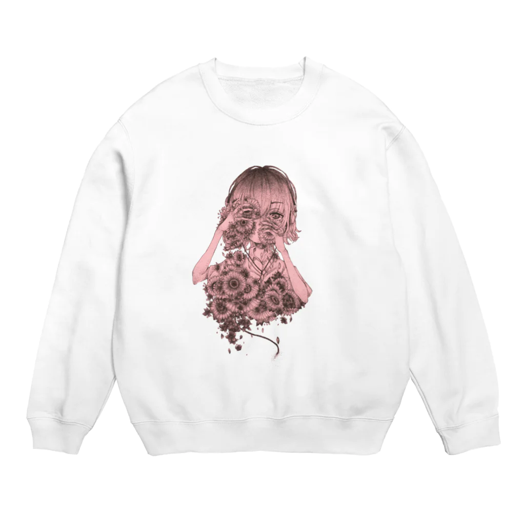 橘ぽぷりの花と想いと女の子 ～点描pink version～ Crew Neck Sweatshirt