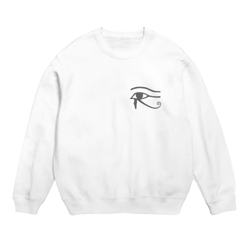 puikkoのエジプト　ウジャトの目（ワンポイント　グレー） Crew Neck Sweatshirt