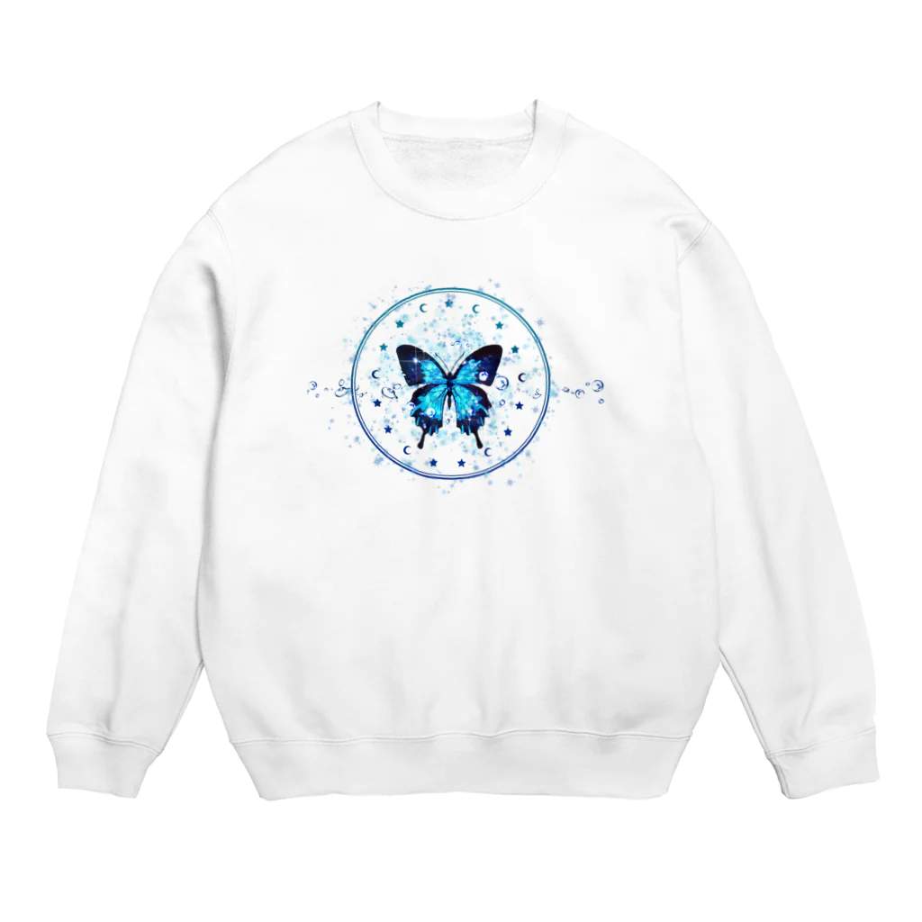榛名🦋灯頼のDreamy butterfly blue Crew Neck Sweatshirt