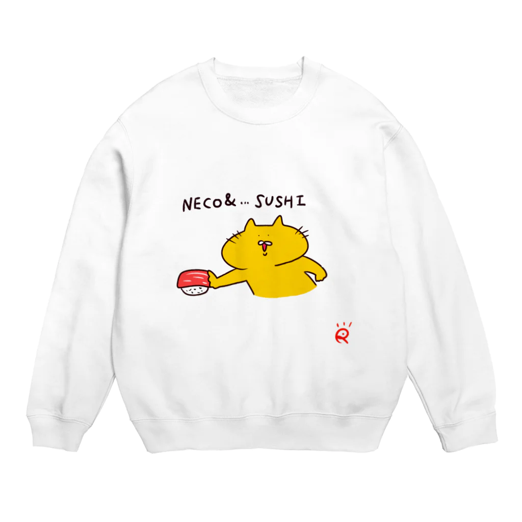 なで肩うさぎの美香堂のネコand寿司 Crew Neck Sweatshirt