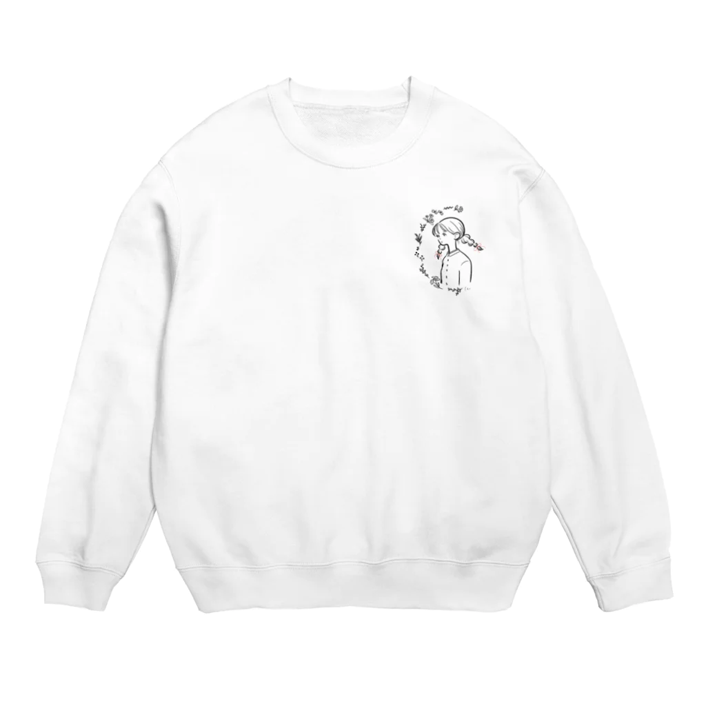 ちょびひげのおさげちゃん Crew Neck Sweatshirt