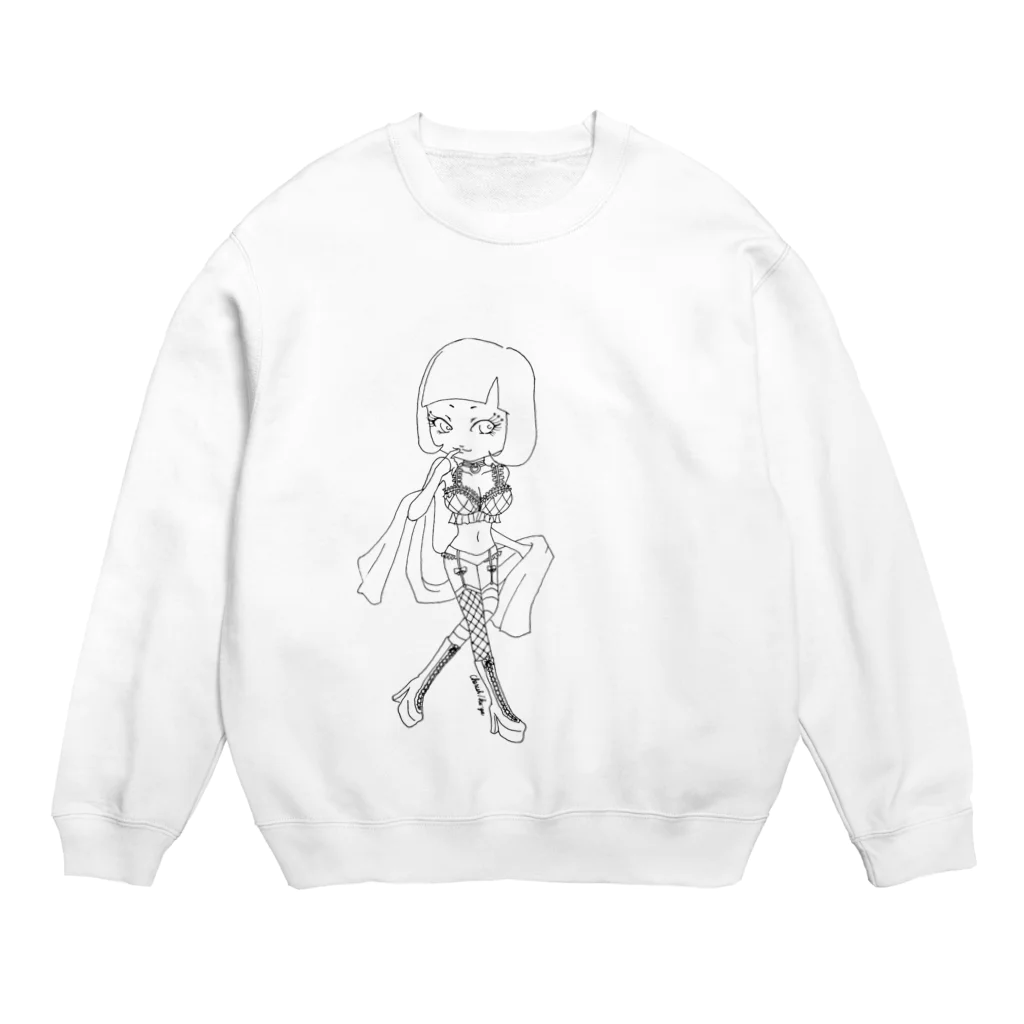 Cherish/ku-yaのランジェリーショート(ものくろ) Crew Neck Sweatshirt