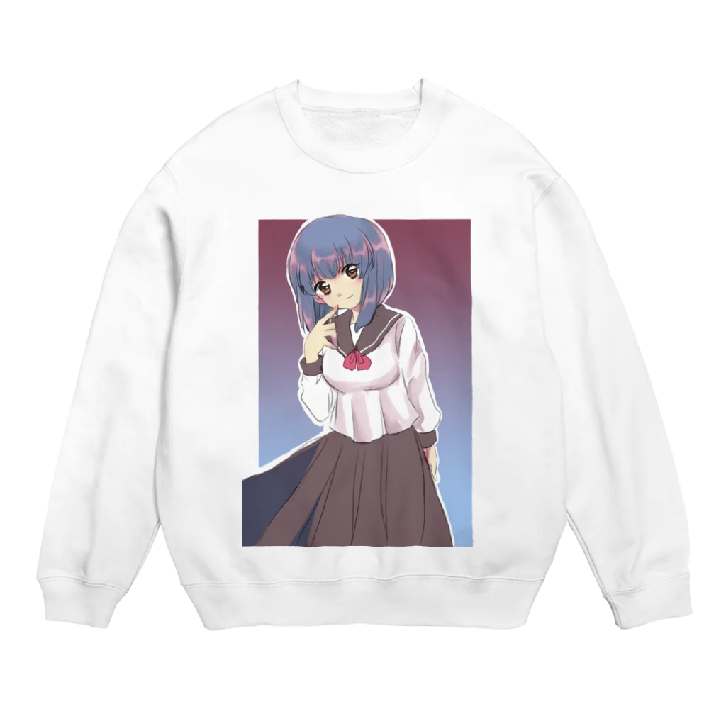 真田めものセーラー服少女 Crew Neck Sweatshirt