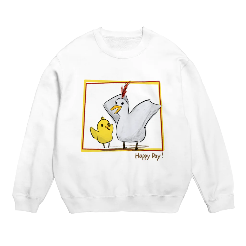 mizutama_のHappy Day!(にわとりとひよこ) Crew Neck Sweatshirt