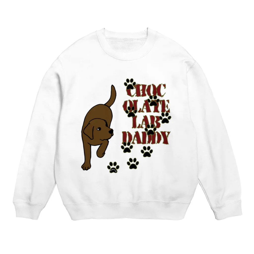 ハッピー・ラブラドールズのChocolate Lab Daddy　チョコレートラブラドール Crew Neck Sweatshirt