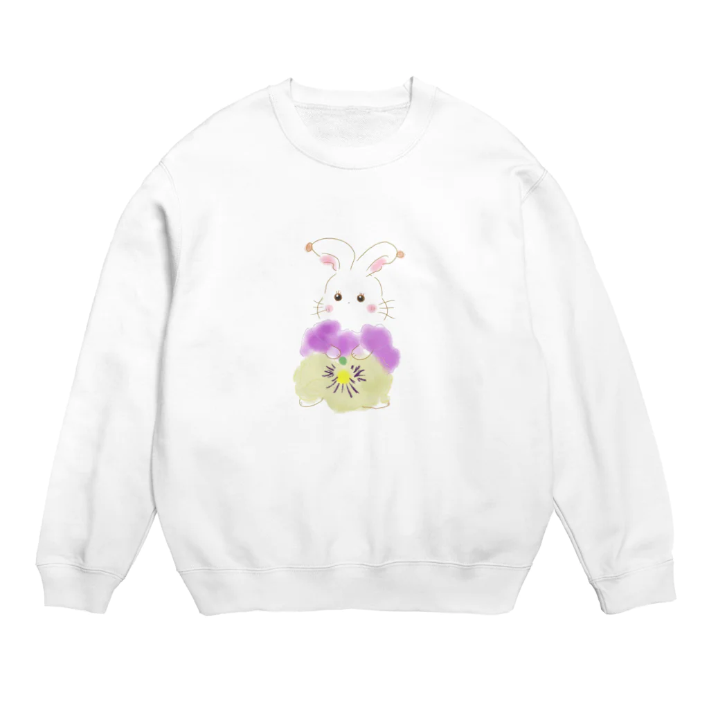 フラワープリンセスのビオラのドレスを着たウサギ Crew Neck Sweatshirt