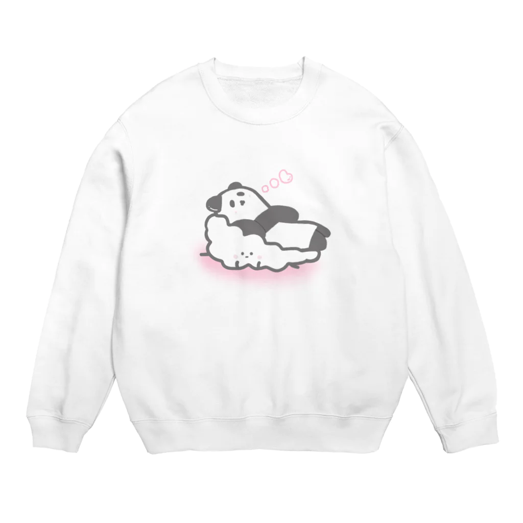 さくらもちののんびりしたいぱんだしゃんともくもくわたあめ Crew Neck Sweatshirt