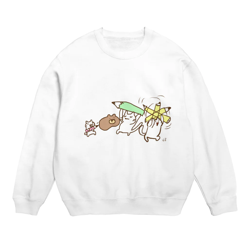 Hello Happy Catのクルクルクル〜ちくっ！ Crew Neck Sweatshirt