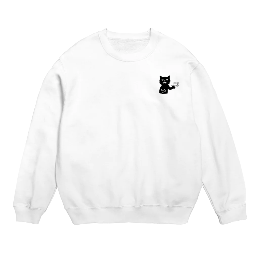 Blanc.P(ぶらんぴー)の店の喫茶・髭猫ロゴマーク① Crew Neck Sweatshirt