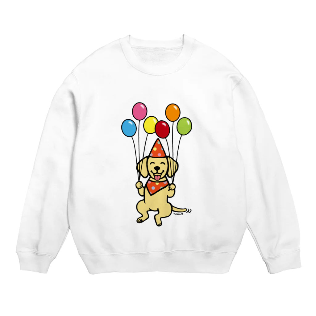 ハッピー・ラブラドールズのバースデーイエローラブラドール Crew Neck Sweatshirt