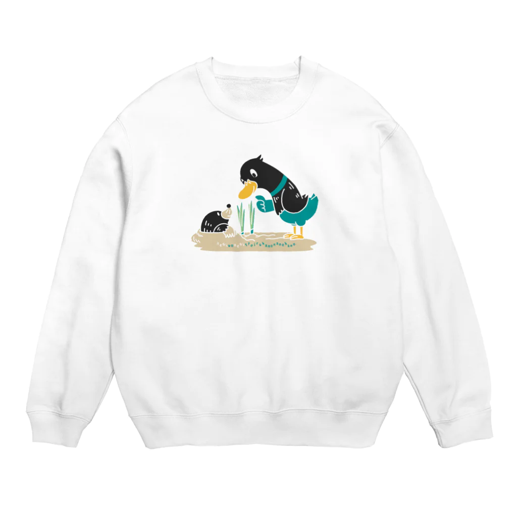 イラスト MONYAAT のねぎってる鴨カモ BM 白フチなし  Crew Neck Sweatshirt