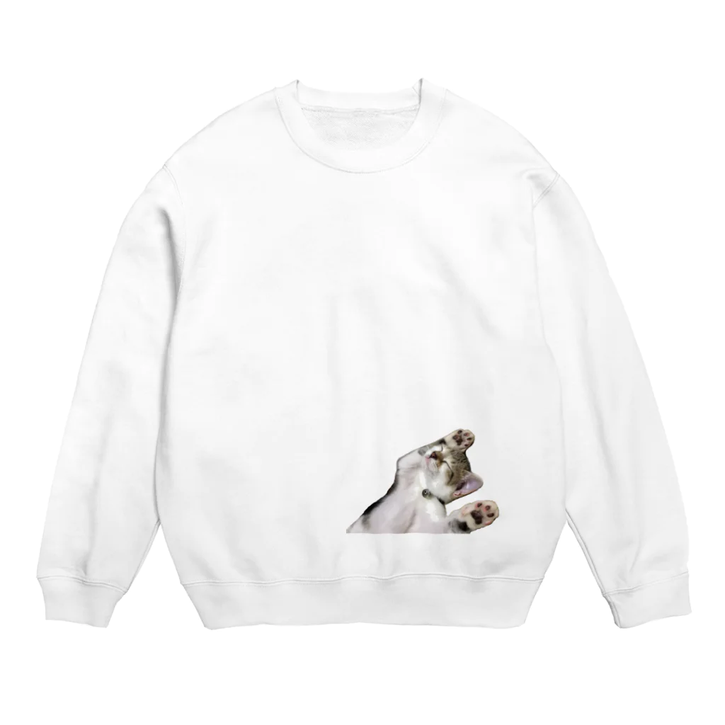 TAKA SHOPの無防備な猫 Crew Neck Sweatshirt