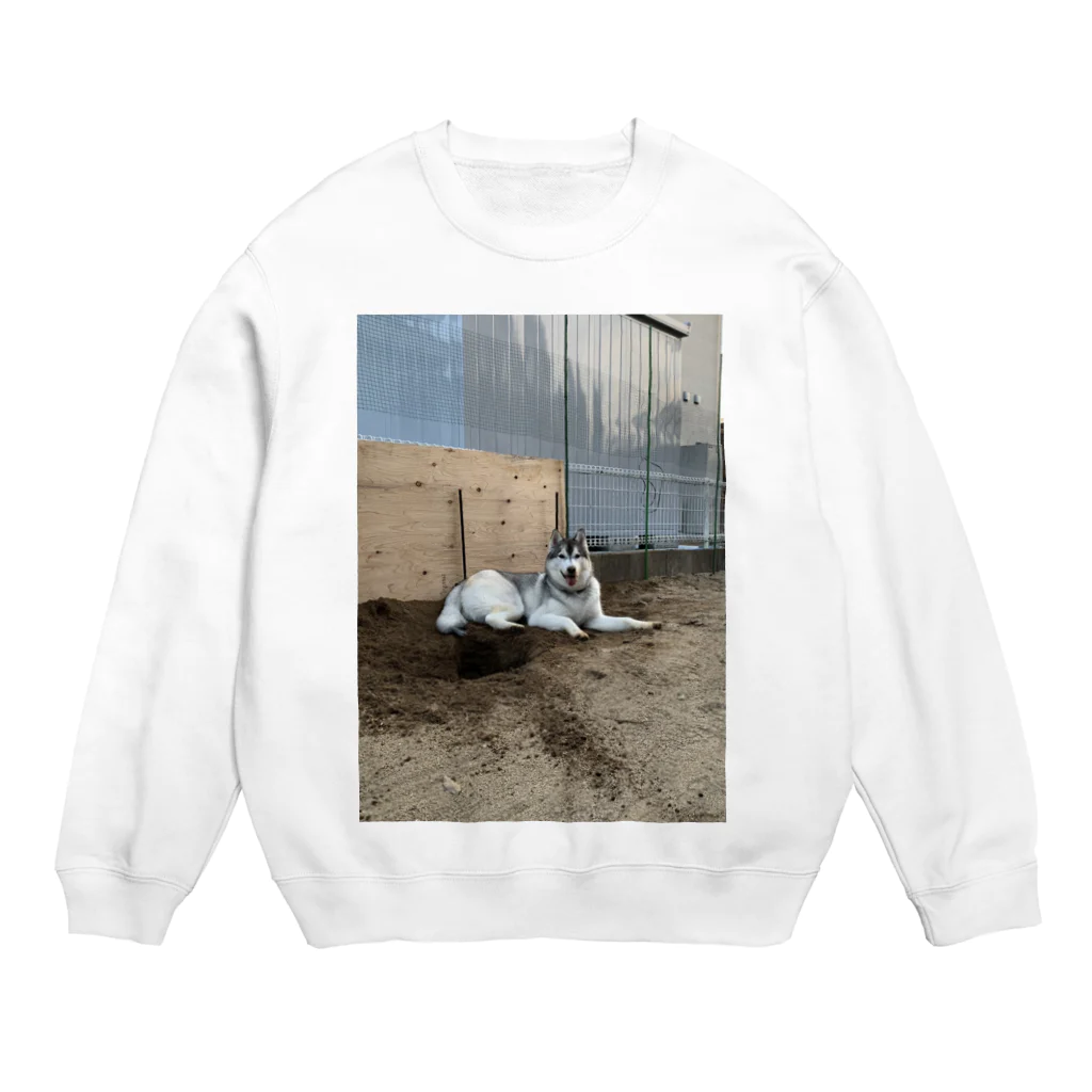 ブティックこてつの庭に穴を掘ったこてつ Crew Neck Sweatshirt