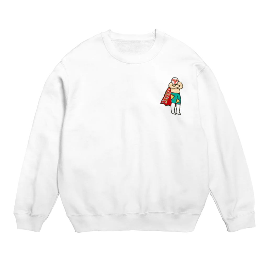 中しまのすてきなマントのレスラー Crew Neck Sweatshirt